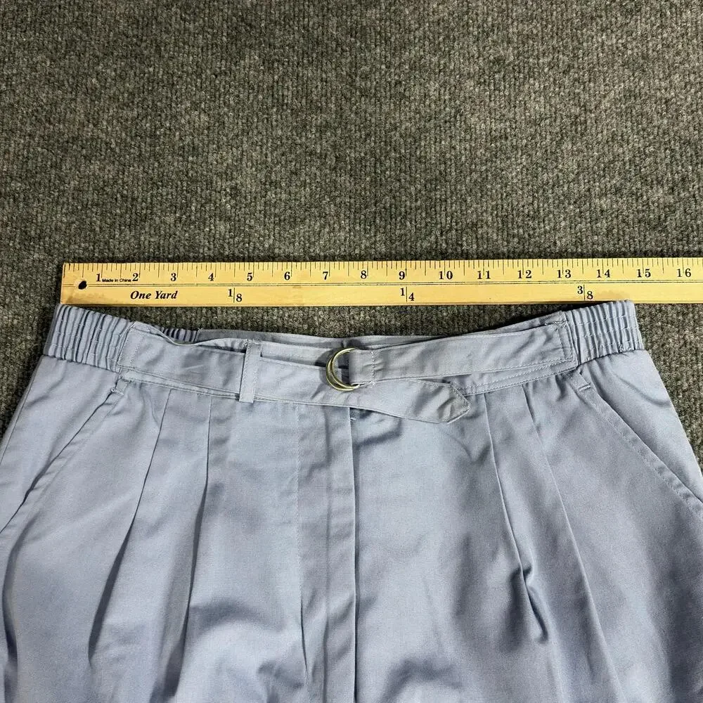 Lady La Mode Shorts Womens 14 Blue Pleated Chino Elastic Waist Buckle Casual